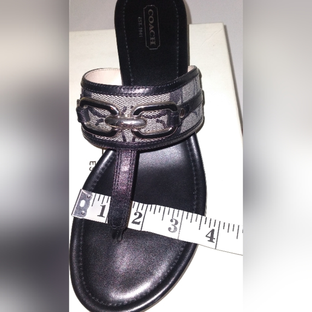 Coach Virginia Black/White/Grey Signature Wedge Sandals Size 8.5 - Picture 10 of 10